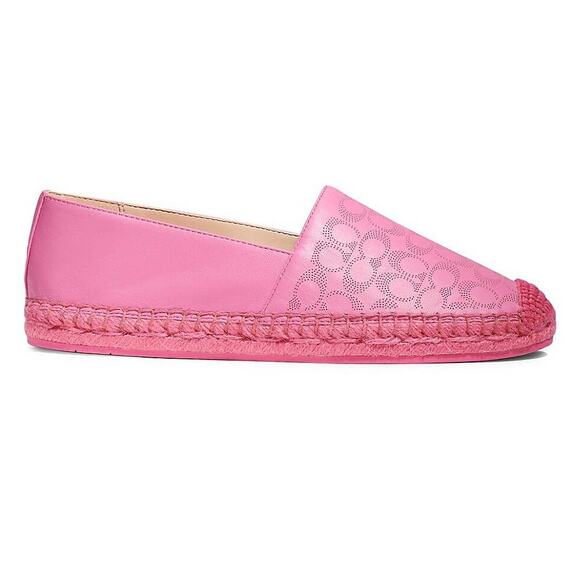 COACH Carley Leather Espadrille Flats Petunia Pink Slip On NWB 9 - Picture 1 of 9